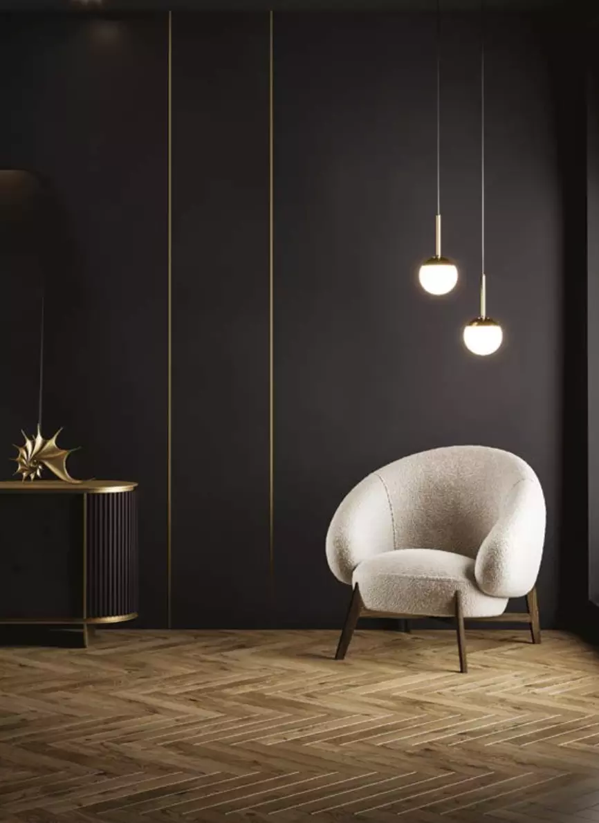 Fauteuil de salon douillet avec pieds en bois(ENCOR EM1001 MIC)