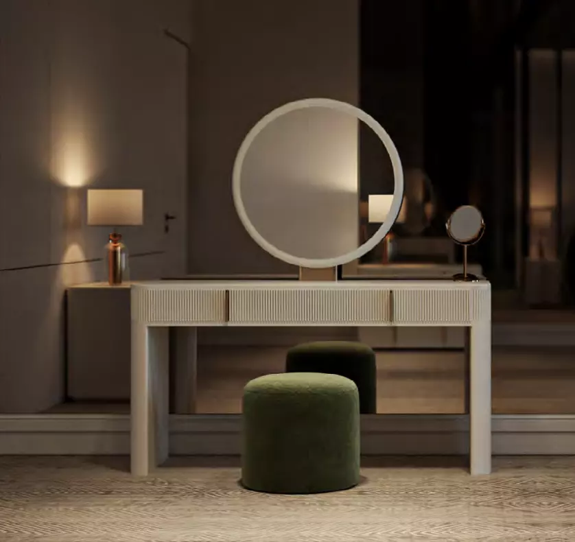 Coiffeuse moderne avec miroir rond(ENCOR ECHOECHE10)