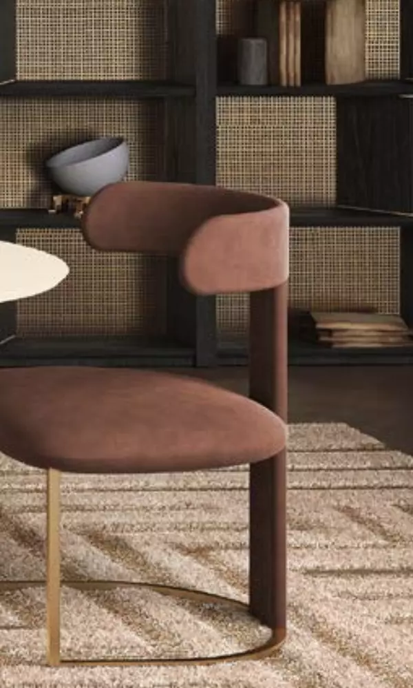 Chaise cosy avec pied en forme de U chromé or