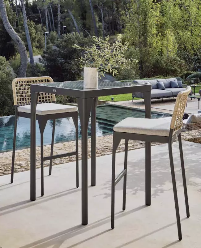 Bar table haute en verre avec tabourets(RIB 24309/24308)