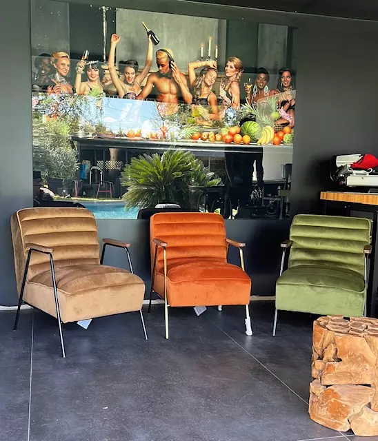 Fauteuil de salon en velours avec accoudoirs(HUTCH  DETENTE)